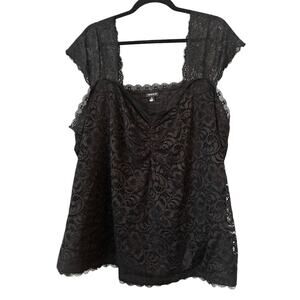 Torrid NWOT Stretch Lace Cynched Sweetheart Top Plus 5X Cap Sleeve Goth Sexy